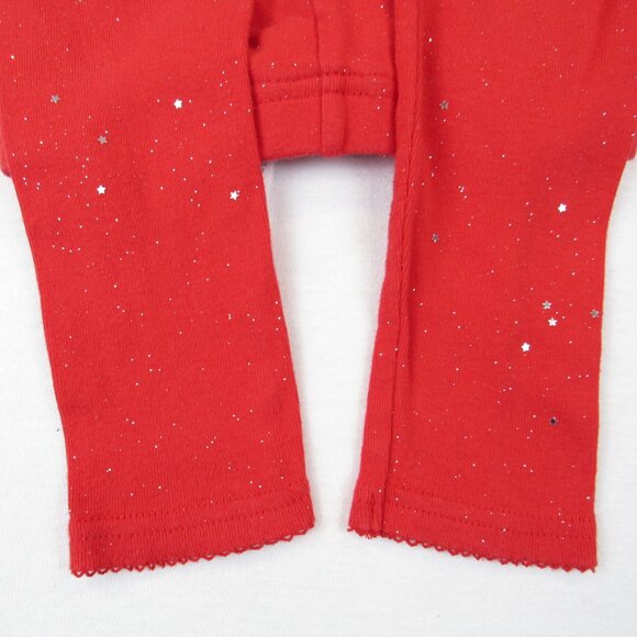 Carter's Toddler Girl's Size 5 Leggings Red Silver Glitter Star Sparkle Holiday - Picture 2 of 8